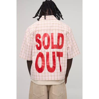 Oversized Boxy Shirt Met Halve Mouwen En Microruit Print Voor Stylisten | Pink | Size Small