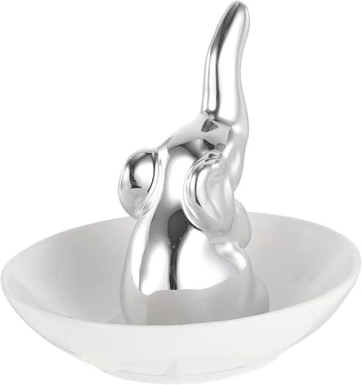 Keramische Sieradenhouder - Opbertray Ringen - Sieraden Organiseren - Ruimtebesparend Ontwerp - 10x10cm - Zilver