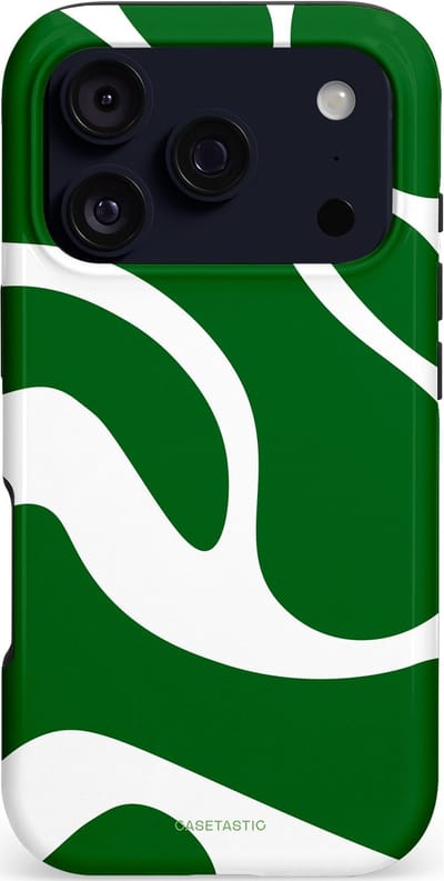 Casetastic hoesje geschikt voor Apple iPhone 17 Pro - MagSafe - Dubbellaagse bescherming - Groene Golven - Fashion Case - Groen Wit