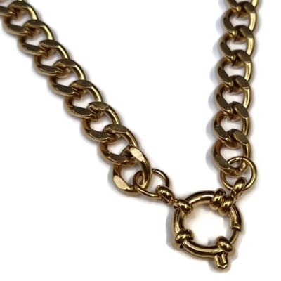 Aramat Jewels | Bedelketting | Stalen Bedelketting Gourmetschakel 7mm - Unieke Goudkleur | 45cm |45cm |7mm | Staal | Volwassenen | Verkleurd niet