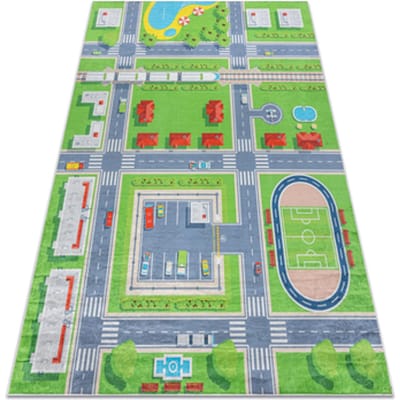 Kleden Rugsx BAMBINO 2624 tapijt wasbaar Stad dieren voor 140x200 cm