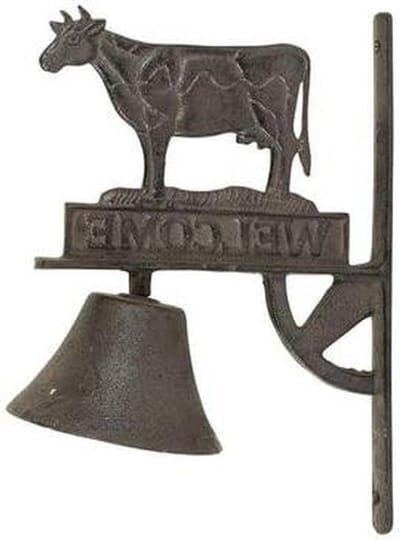 Gietijzeren Bel - Deurbel Koe - Welkom Gasten - Ambachtelijk Gemaakt - 32 x 14 cm - Zwart