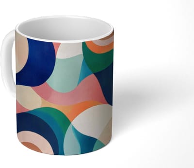 Mok - Koffiemok - Abstract - Blauw - Roze - Mokken - 350 ML - Beker - Koffiemokken - Theemok