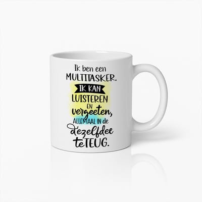 Grappige Multitasker Quote Mok – Humoristisch Cadeau voor Vergeten Luisteraars