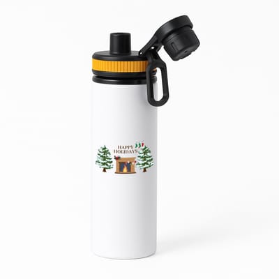 Hacebo® - Kerst happy holidays waterfles met draaidop oranje - Kerstmis - Kerst beker - winter - kerst - christmas - kerst cadeau - water fles - 850ML