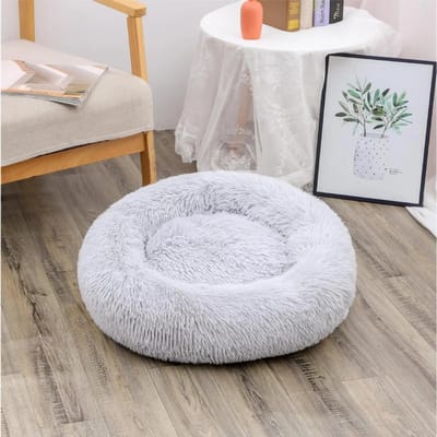 Pluche kattenhuis Hondenmand Winter warm huisdierhuis kan worden gedemonteerd en gewassen kat slaaphulp cirkelvormig nest 40cm&Without box