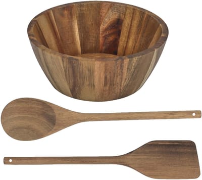 Home Deco Factory schalen set - 2x - D20 / D16 cm - acacia hout - rond - fruitschaal - kom