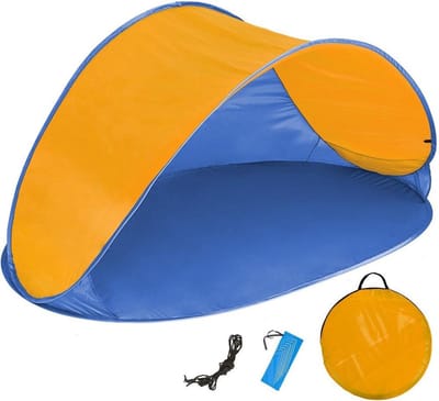 Tectake® Strandtent met Pop-Up Functie – UV-Bescherming en Wind- en Inkijkbescherming – Inclusief Haringen, Scheerlijnen en Draagtas – 220 x 120 x 100 cm