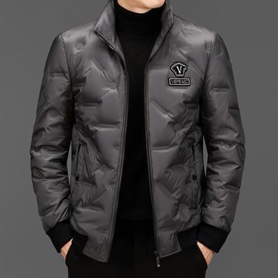 Nieuwe Herfst- en Winter Winddichte Opstaande Kraag Donsjas Heren Trendy Witte Eendendons Casual Lichte Donsjas 3XL grijs