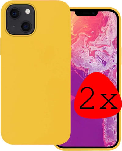 Hoesje 2 Stuks - Geschikt voor Apple iPhone 14 - Sterk & Shockproof - Case Siliconen - Back Cover - Telefoon Hoes - Geel