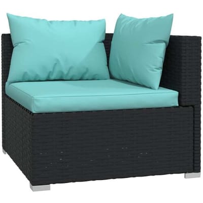 vidaXL - 5-delige - Loungeset - met - kussens - poly - rattan - zwart