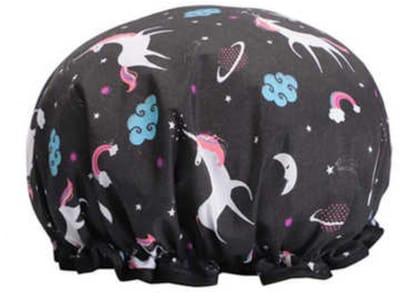 Ulanax - Eenhoorn-Pony Mooie Dikke Douche-Caps Zwart-Kleurrijke Dubbele Laag BadMuts-Cover Volwassenen Waterdicht