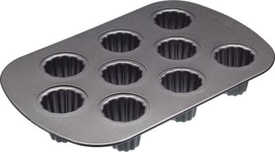 KitchenCraft MasterClass Canelevorm Met Antiaanbaklaag - 9 Vormpjes Koolstofstaal ‎32 x 22 x 5 Centimeter
