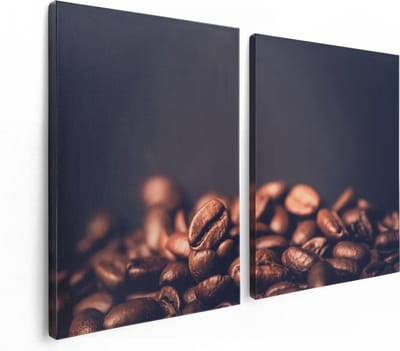 Artaza Canvas Schilderij Tweeluik Koffie Bonen Op Een Zwart Achtergrond - 120x80 - Foto Op Canvas - Canvas Print