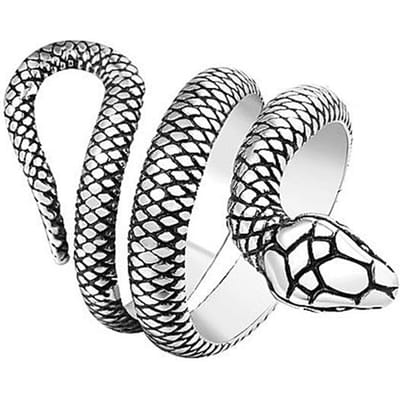 Mode Vintage 316L Roestvrij Staal Slang Ringen Voor Mannen Vrouwen Punk Cool Dier Ring Feest Koppel Amulet Sieraden Cadeaus 9 white