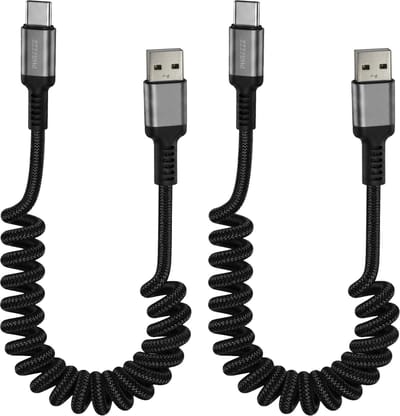 2x USB naar USB-C kabel 18W Quick Charge 3.0 Uitrekbaar 1.5M Zwart - USB kabel geschikt voor Android smartphone - USB-C naar USB-A - USB C kabels - Oplaadkabel voor koptelefoon, oordopjes, smartphone, tablet met 5V 3A Snel Opladen