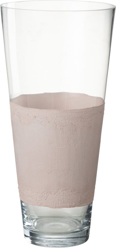 J-Line vaas Delph - glas - transparant/lichtroze - medium - 45 cm hoog