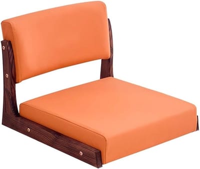 Vloerstoel Rugsteun - Zitkussen Meditatie - Ontspannen Lezen - Stevig Houten Frame - 48 x 45 x 36 cm - Oranje