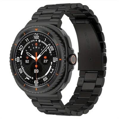 Titanium bandje - geschikt voor Samsung Galaxy Watch 8 (40mm) / Galaxy Watch 8 (44mm) / Galaxy Watch 8 Classic - luxe stalen schakelband met vouwsluiting - zwart