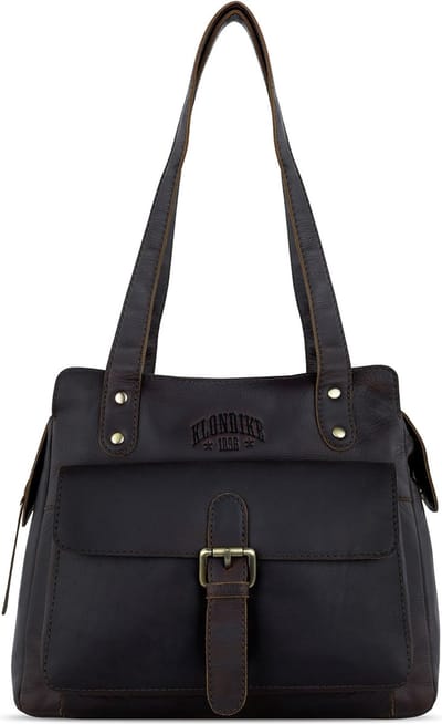 KLONDIKE 1896 Leren Schoudertas Avondtas Rush Zoe Ladies Bag Darkbrown Donkerbruin