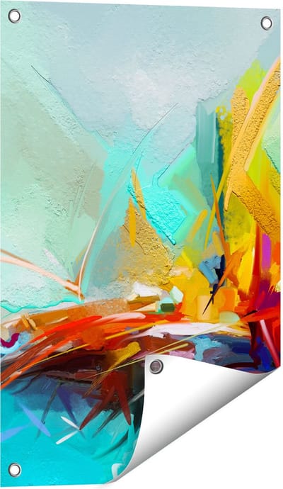Gards Tuinposter Abstracte Kunst - Kampvuur - 40x60 cm - Tuindoek - Tuindecoratie - Wanddecoratie buiten - Tuinschilderij