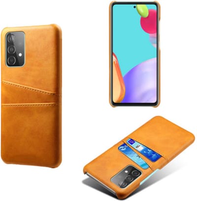 MobyDefend Hoesje - Geschikt voor Samsung Galaxy A52 / A52s - Lederen Backcover Met Vakjes Pasjes - Cognacbruin
