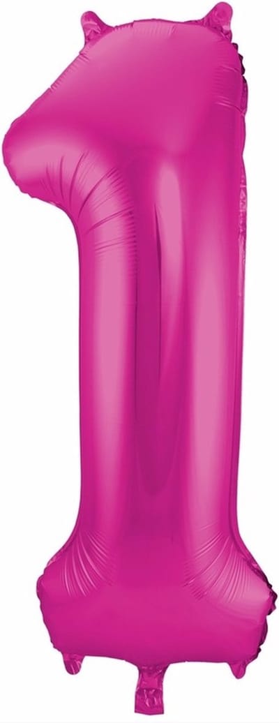 Folat Verjaardag Leeftijd folieballon - 1 jaar - roze - 86 cm - cijferballon groot