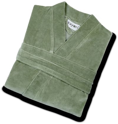 Kayori Mori Badjas - Unisex - Biologisch Katoen - Olijfgroen - M - Kort