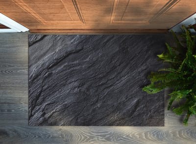 Coloray Deurmat voor binnen - Zwart Design Deurmat - Vulkanisch Gesteente Entree Mat - Wasbare Deurmat - Deurmat Aan Huis - 90x60 cm