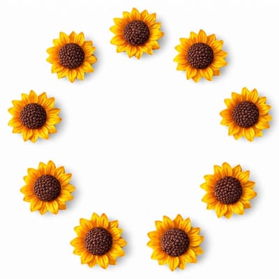 TLVX 10 stuks Zonnebloem Magneten 3D / Leuke Koelkast Magneten / Gele Zonnebloemen Foto Magneet / Whiteboard magneten klein / Speel- en Leer Magneten / School / Boodschappenlijst / Notitie / Memo bord / Kantoor / Schoolbord / Magnetisch / Magneetjes