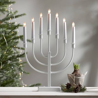 STAR TRADING Kandelaar Kristina, wit, metaal, hoogte 47 cm, 7-lamps