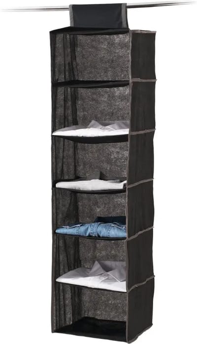 5Five kast organizer - hangend - 6 vakken - 30 x 30 x 120 cm - zwart