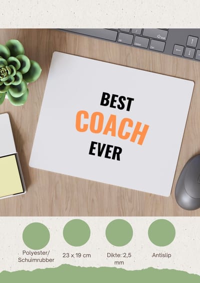 Akyol - best coach ever Muismat - Coach - de beste coach - sport - verjaardagscadeau - verjaardag - cadeau - cadeautje voor coach - coach artikelen - kado - geschenk - gift - 23 bij 19 cm