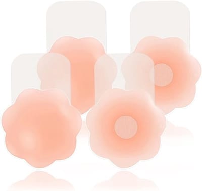 Daity 2 paar - Onzichtbare borstkussentjes met liftend effect - tepelcovers - transparante siliconen zelfklevende bh - bloemblaadjesvormige borstkussentjes (10 cm)