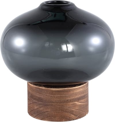 PTMD Fleure Vaas - 19x19x18 cm - Glas - Grijs