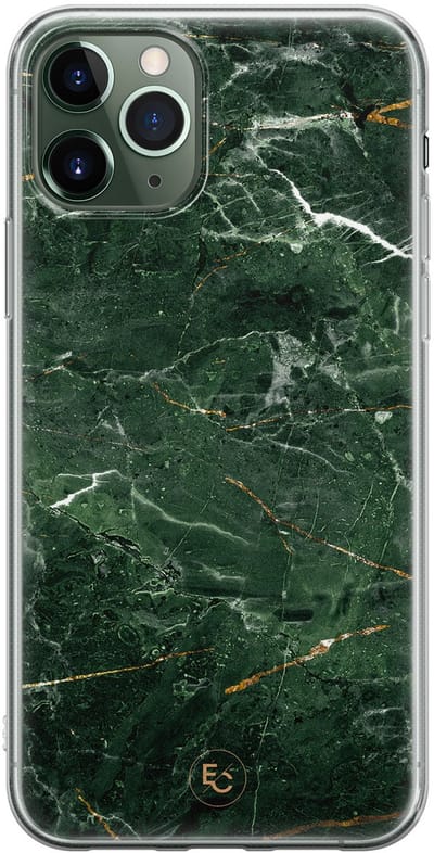 Hoesje geschikt voor iPhone 11 Pro Max - Marble jade green - Soft Case - TPU - Marmer - Groen - ELLECHIQ