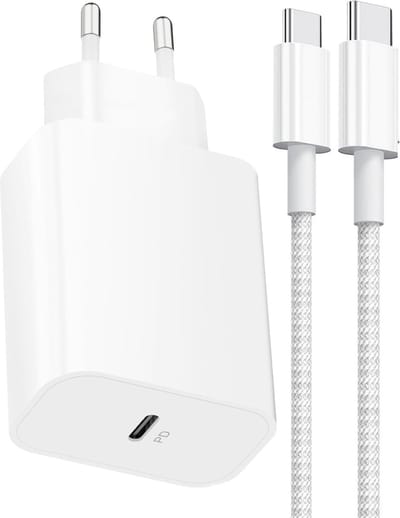 20w usb C Power Adapter met Gevlochten Nylon usb C naar usb C Kabel - 1 Meter