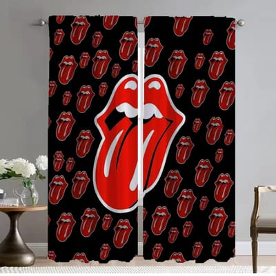 Rolling Stones Tule voor Slaapkamer Verduisterend Gordijn voor Kamer 2 Panelen Halloween Decoratie Elegante Kamergordijnen Shades Afscheiding W50xH70cmx2pcs-CL red