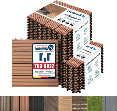 Terrastegels WPC - Balkontegels Composiet - Buiten Vloer Leggen - Kliksysteem Met Drainage - 30 x 30 cm - Lichtbruin
