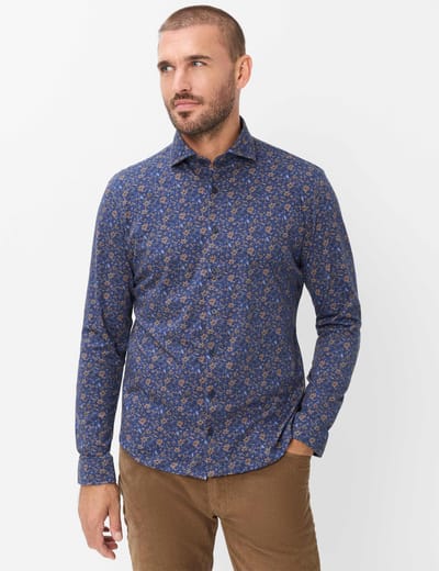 Brax Heren Overhemd  Style HAROLD navy, donkerblauw, maat M