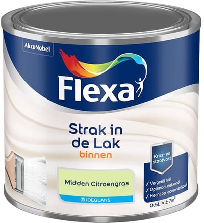 Flexa - Strak In De Lak Binnenlak Zijdeglans - Midden Citroengras - Mengverf - 500 Ml