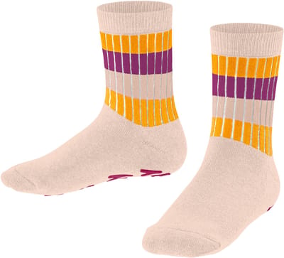 Multi Stripe Rib Slofsokken voor meisjes en jongens biologisch zacht mid-rise met rib warm comfortabel antislip met nopjes Organisch Katoen Roze Kinderen sokken - Maat 35-38