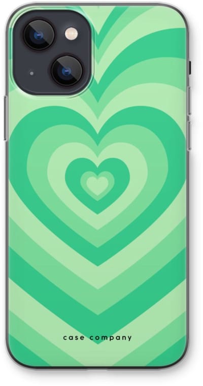 Case Company® - Hoesje geschikt voor iPhone 13 mini hoesje - Hart Groen - Soft Cover Telefoonhoesje - Bescherming aan alle Kanten en Schermrand