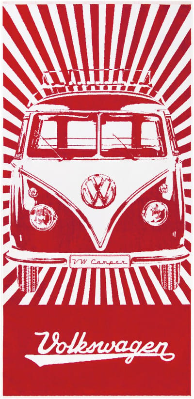 BRISA VW Collection - Volkswagen T1 Bus zachte & stijlvolle handdoek, 50 x 100 cm - rood