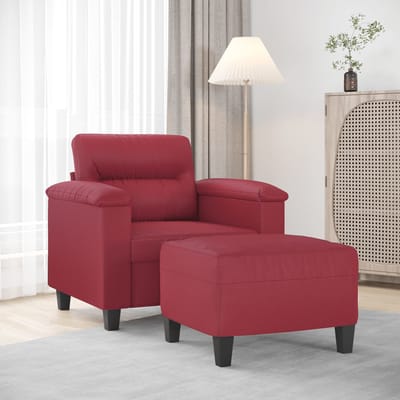 vidaXL Fauteuil met voetenbank 60 cm kunstleer wijnrood