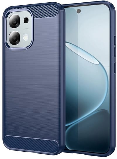 Geborsteld TPU Hoesje Geschikt voor Oppo A6 Pro - Beschermhoes - Back Cover - Case Flexibel TPU - Stijlvol Carbon - Dun - Blauw