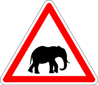 Pas op olifant bord - kunststof 300 mm