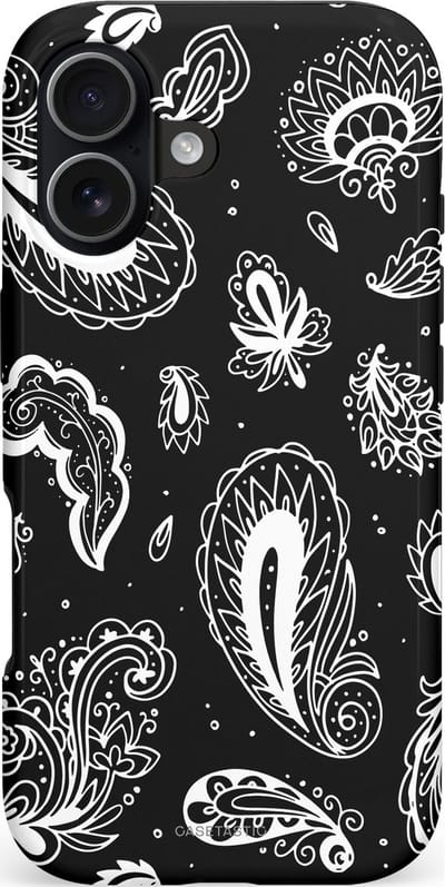 Casetastic hoesje geschikt voor Apple iPhone 17 - MagSafe - Dubbellaagse bescherming - Paisley pracht - Fashion Case - Zwart Grijs