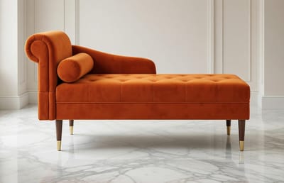 Luxe Fluwelen Chaise Longue met Lendenkussen – Comfortabele Loungestoel voor Woonkamer, Slaapkamer en Kantoor – 149,5 x 54 x 76 cm – Oranje, Blauw, Grijs of Vintage Groen House&Garden