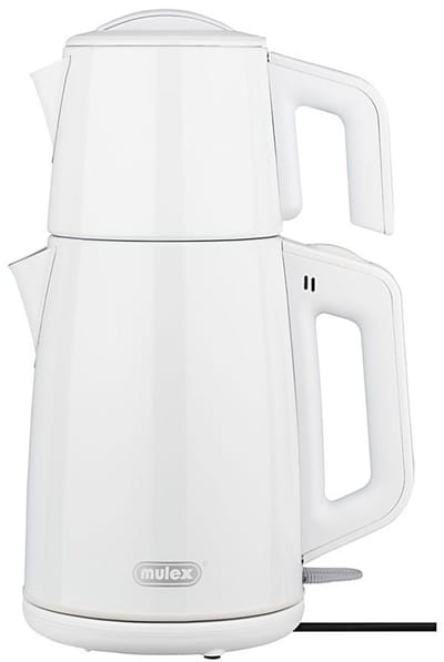 Mulex | MX051 Tea express | elektrische Turkse theepot | Wit Rvs | - 2.0L + 1.2L | Led-indicator | 360° basis | 1650 W